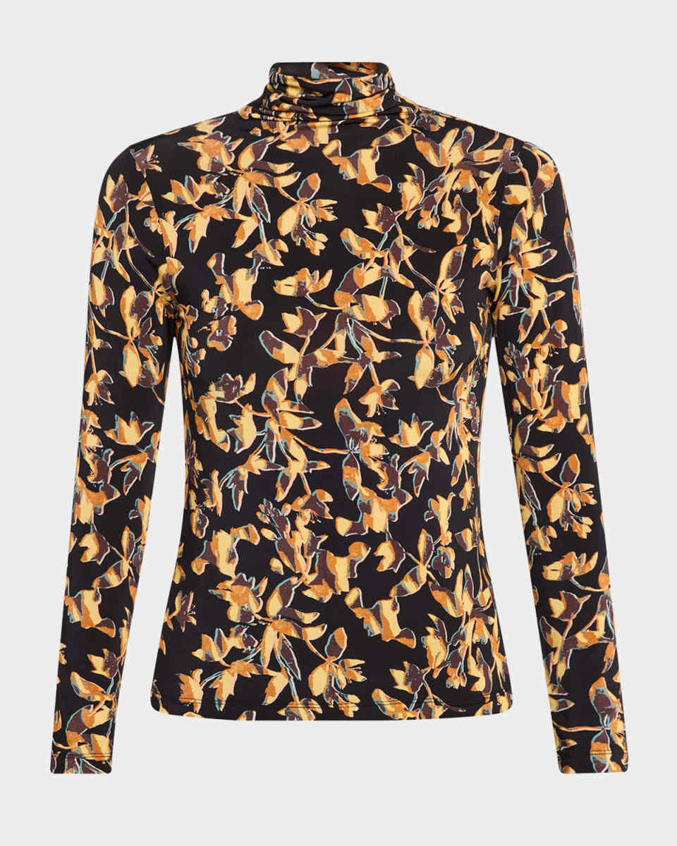 Aurelia Floral Jersey Turtleneck Top